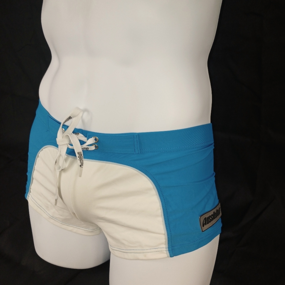 Aussiebum Men's Blue and White Swim Shorts M